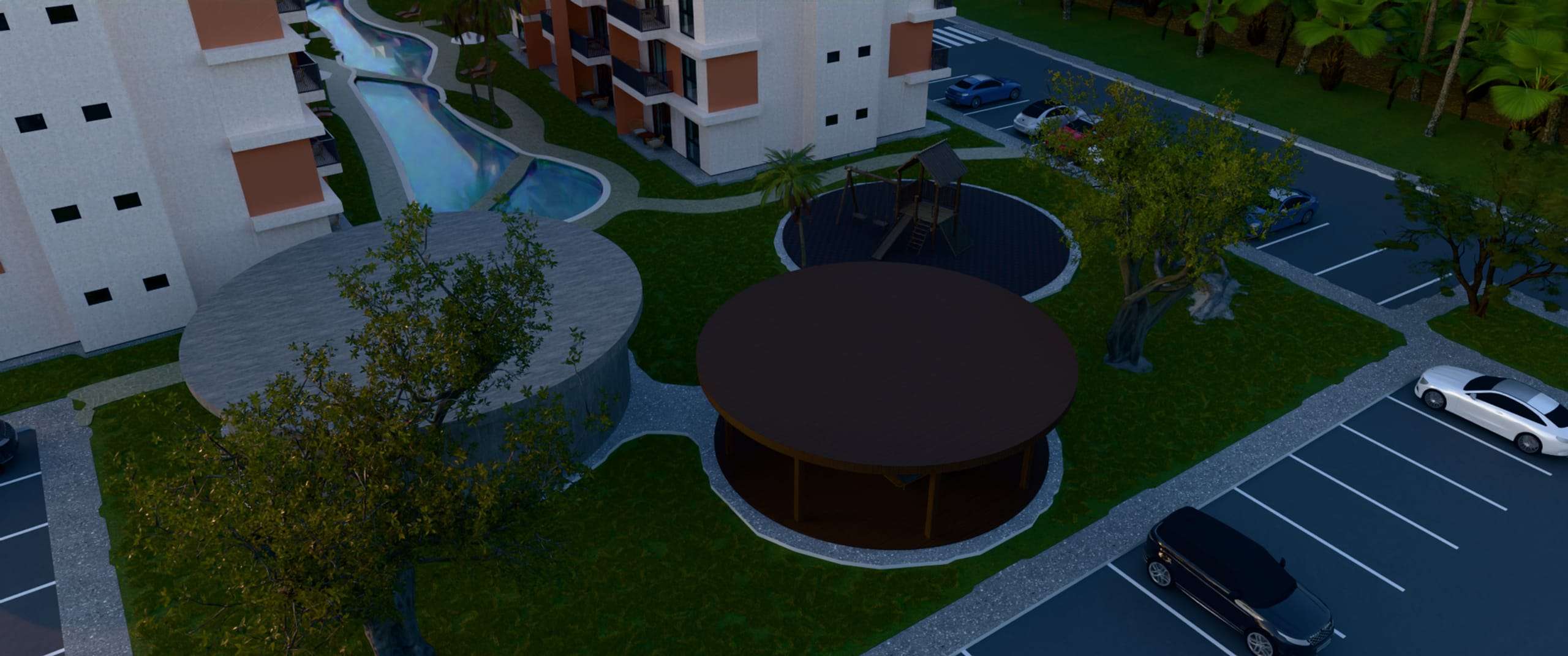 Amenities: gym, pergola and kids area