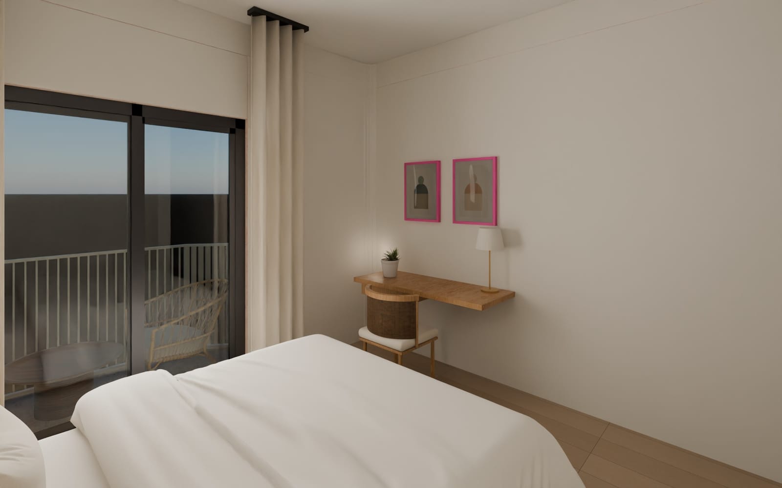 Second bedroom: desk and balcony